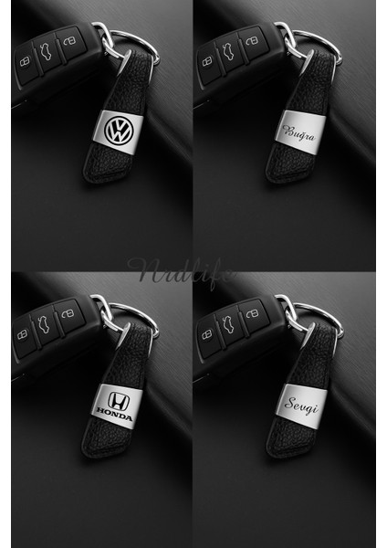 Kişiye Özel Isim Ve Araç Logo Baskılı Suni Deri Anahtarlık, Araç Logo Baskılı Oto Anahtarlık