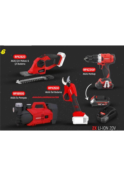 Pro6 Akülü Set Çim Kesme Budama Makası Pompa Akülü Matkap 30PCS