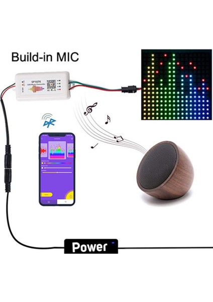 El Kumandası Müzik SP107E Pixel Rgb Uzaktan Kumanda LED Işık Bluetooth Remote Controller Kontrol 20METRE Dc 5-24V