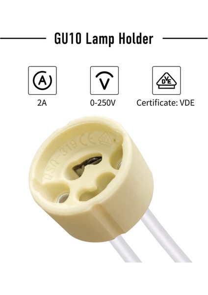 10 Adet GU10 Duy 2A LED Halojen Lamba Duyu 0,75 Mm² Silikon Tel Seramik Duy Bağlantı Duyları 300 W Enerji Sınıfı A
