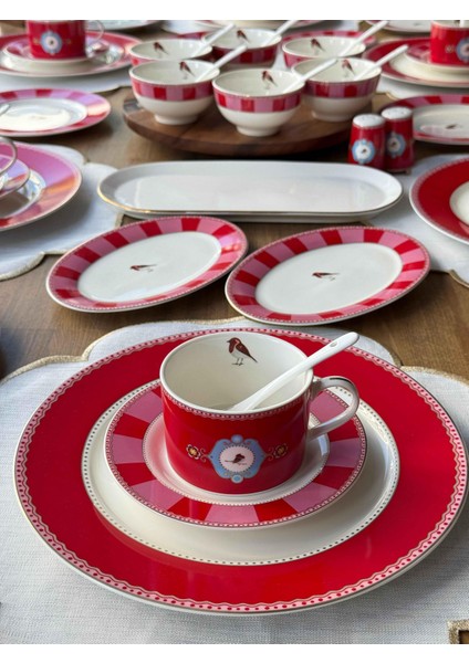 Kahvaltı Takımı Bird Red 58 Parça 6 Kişilik fiyatları