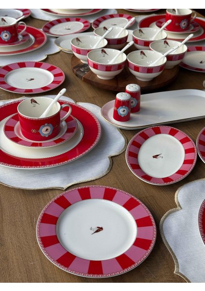 Kahvaltı Takımı Bird Red 58 Parça 6 Kişilik modelleri