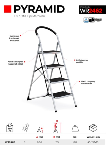 4 Basamaklı Pyramid - Ev Tipi Merdiven Wr2462 indirimleri