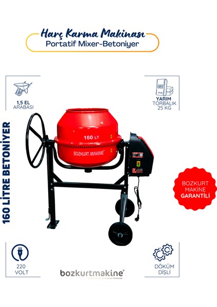 160 Litre Harç Karma Makinası ( Betoniyer)
