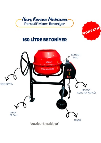 160 Litre Harç Karma Makinası ( Betoniyer) fiyatları