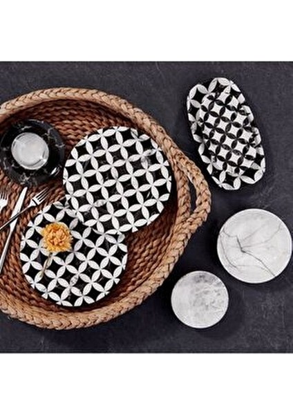 Doğa Collection 26 Parça Kahvaltı Takımı 6 Kişilik Desenli Porselen Siyah Beyaz fiyatları