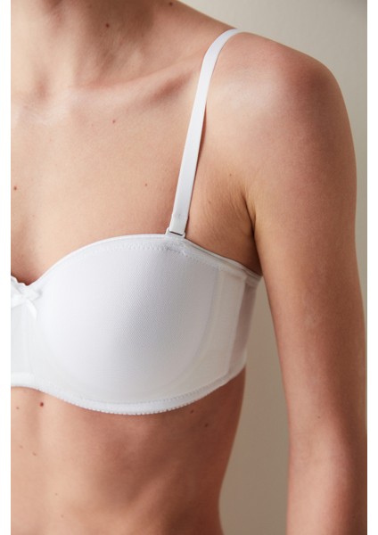 Beyaz Toparlayıcı Balenli Dolgusuz Straplez Lotus Sütyen indirimleri