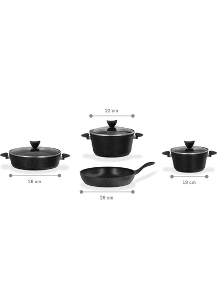 Titanium 7 Parça Tencere Seti Opus - Siyah