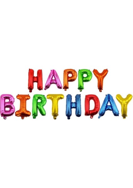 Çok Renkli Happy Birthday Harf Balon Set