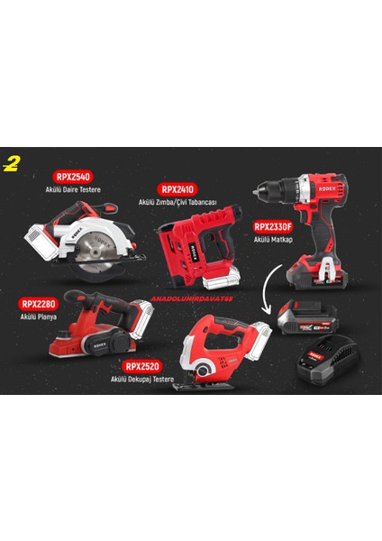 Pro2 Akülü Set Planya Dekupaj Zımba Çivi Tabancası Akülü Matkap 30PCS