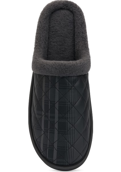 Peluş Astarlı Kapitone Siyah Kışlık Ev Terliği - Kaymaz Tabanlı fırsatları