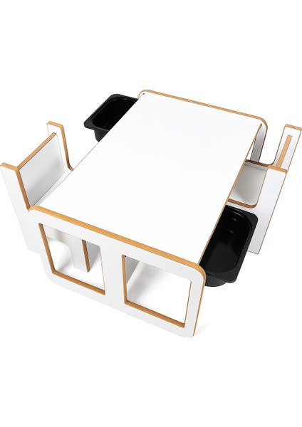 2 Kişilik Çocuk Masası – Ceviz Mdf - Siyah Çekmeceli fiyatları