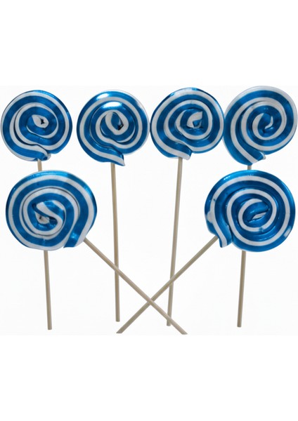 Küçük Boy 10 Adet Mavi Sosyete Şeker 12 gr Lolipop Çubuklu Çocuk Doğum Günü Party