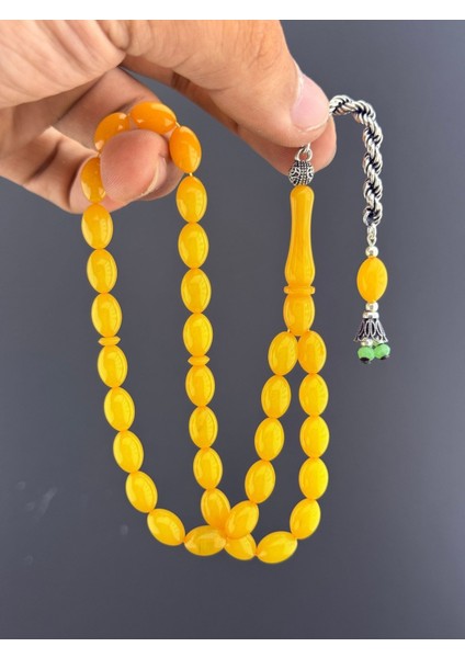 3,5 gr 925 Ayar Gümüş Püskül Sıkma Kehribar Beyzi Kesim 7,25X11 fırsatları