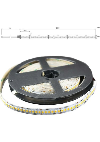 5 Metre 240 Led/m Şerit LED Hortum 3000K Gün Işığı Beyaz Kendinden Yapışkanlı Güçlü SMD2835 12V Dc IP20