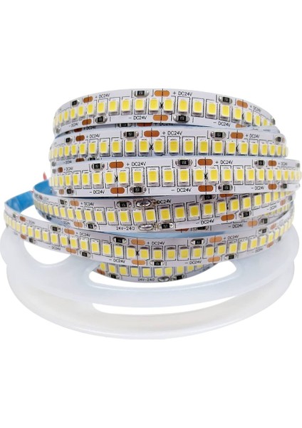 5 Metre 240 Led/m Şerit LED Hortum 3000K Gün Işığı Beyaz Kendinden Yapışkanlı Güçlü SMD2835 12V Dc IP20
