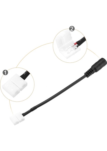 Dc Dişi Power Girişli 2 Pin 8 mm Şerit LED Lehimsiz Birleştirme Aparatı LED Konnektör Kiti Kablo