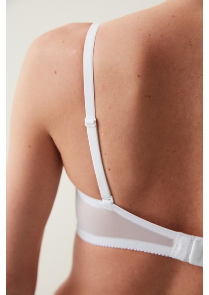 Beyaz Toparlayıcı Balenli Dolgusuz Straplez Lotus Sütyen