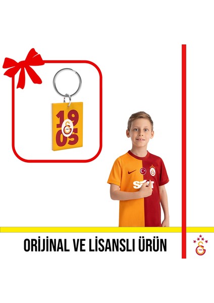 Lisanslı 2023-2024 Sezon 5 Yıldızlı Çocuk Iç Saha Forması ve Sarı Kırmızı Logolu Anahtarlık