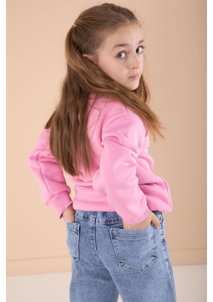 Pembe Love Karakter Baskılı Şardonlu Badili Kız Çocuk Pantolonlu 2li Takım 22744 fırsatları