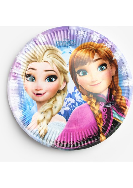 Çok Renkli Elsa Temalı 8'li Tabak Bardak Set