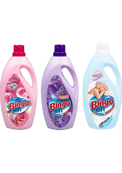 Soft Yumuşatıcı 3 Lt 3 Lü Karma Paket / Gül - Lavanta - Kuzumun Kokusu