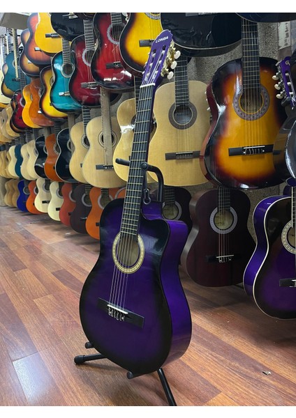 Mor 4/4 Tam Boy Kesik Kasa Klasik Gitar Kılıf Pena Dahil