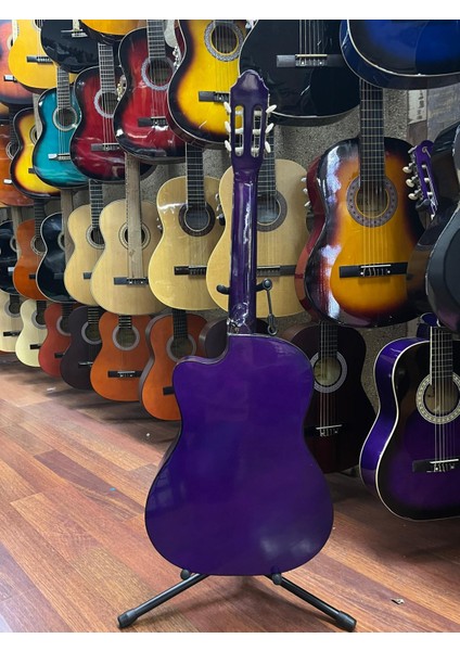 Mor 4/4 Tam Boy Kesik Kasa Klasik Gitar Kılıf Pena Dahil fırsatları