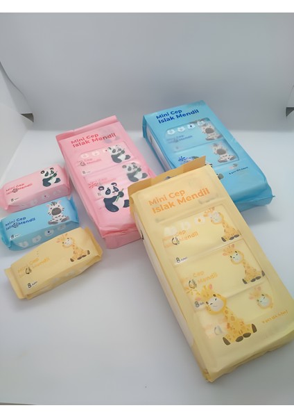Sevimli Mini Cep Islak Mendili (3 Paket)