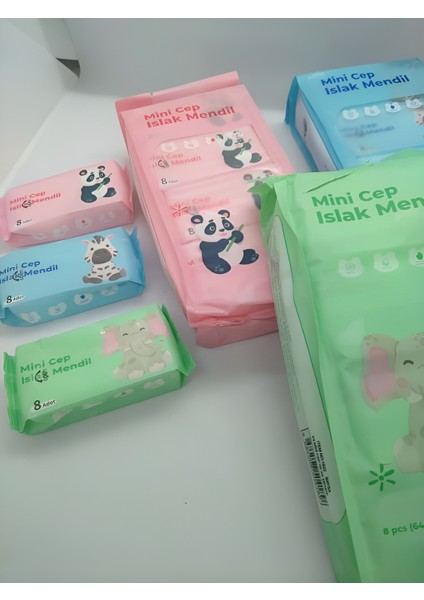 Sevimli Mini Cep Islak Mendili (3 Paket) modelleri