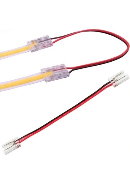 1 Adet Şeffaf Çift Taraflı Kablo Şerit LED Cob Konnektörleri Kapak Konnektör 2pin 8mm LED Işıklar Lehimsiz Bağlantı