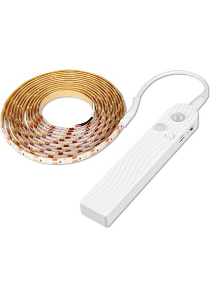 Hareket Sensörlü Pilli LED Gece Lambası Zamanlayıcılı USB Şarjlı Dolap Yatak Altı Merdiven Işık Aydınlatması IP65 Su Geçirmez