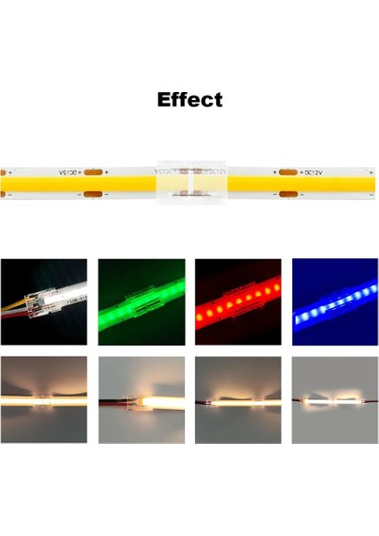 1 Adet Şeffaf Çift Taraflı Kablo Şerit LED Cob Konnektörleri Kapak Konnektör 2pin 8mm LED Işıklar Lehimsiz Bağlantı