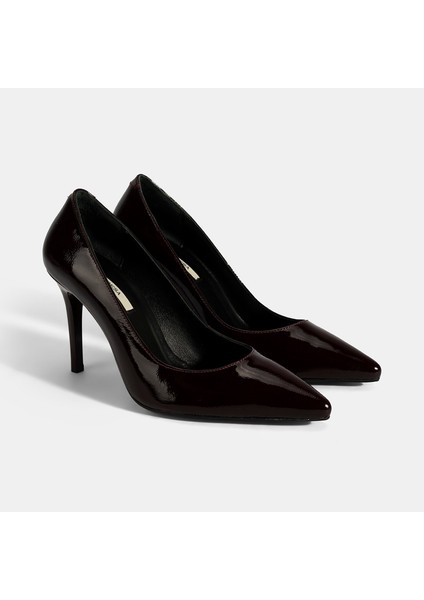 Kadın Bordo Deri Stiletto
