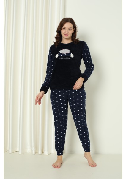 Fawn 3317 Peluş Welsoft Polar Kışlık Yumoş Kadın Pijama Takımı Uyuyan Kedili fiyatları
