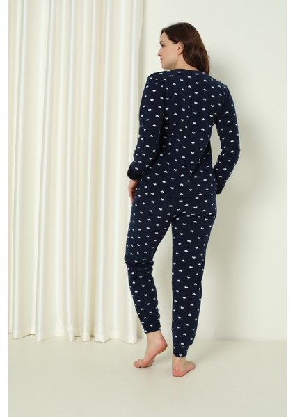 Fawn 3317 Peluş Welsoft Polar Kışlık Yumoş Kadın Pijama Takımı Uyuyan Kedili modelleri