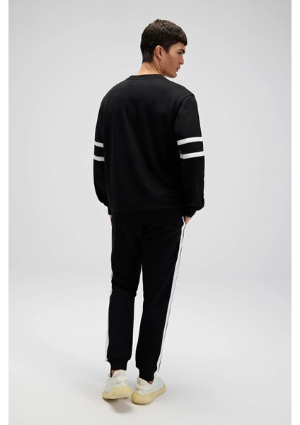Pamuklu Regular Fit Bisiklet Yaka Şerit Detaylı Sweat Erkek Sweat EM618