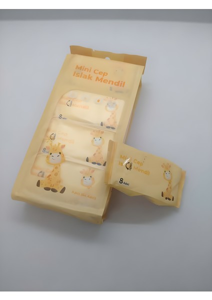Sevimli Zürafa ve Panda Temalı Mini Cep Islak Mendili (2 Paket) fırsatları