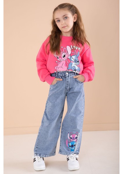 Fuşya Love Karakter Baskılı Şardonlu Badili Kız Çocuk Pantolonlu 2li Takım 22747 fırsatları
