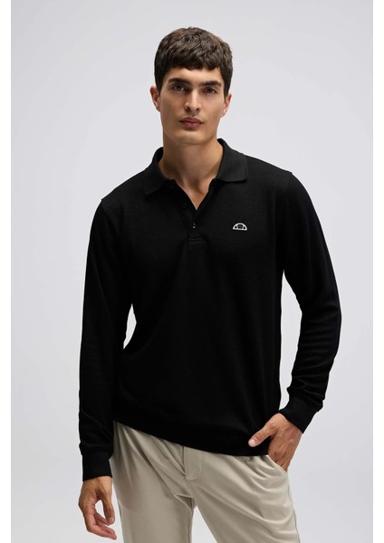 Logolu Pamuklu Regular Fit Düğmeli Polo Yaka Sweat Erkek Polo Yaka Sweat EM607