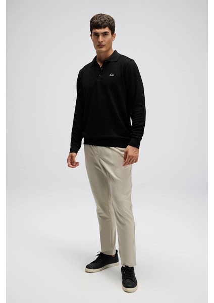 Logolu Pamuklu Regular Fit Düğmeli Polo Yaka Sweat Erkek Polo Yaka Sweat EM607 fiyatları