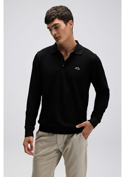 Logolu Pamuklu Regular Fit Düğmeli Polo Yaka Sweat Erkek Polo Yaka Sweat EM607 indirimleri