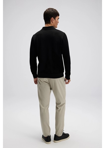 Logolu Pamuklu Regular Fit Düğmeli Polo Yaka Sweat Erkek Polo Yaka Sweat EM607