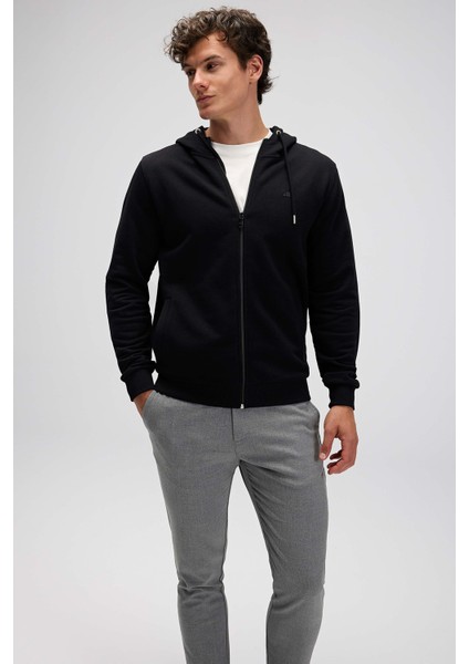 Pamuklu Regular Fit Kapüşonlu Fermuarlı Sweat Erkek Sweat EM555