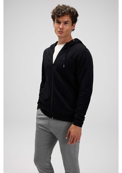 Pamuklu Regular Fit Kapüşonlu Fermuarlı Sweat Erkek Sweat EM555 fiyatları