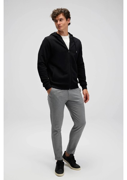 Pamuklu Regular Fit Kapüşonlu Fermuarlı Sweat Erkek Sweat EM555 fırsatları