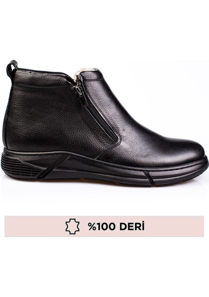 Hakiki Deri, Içi Kürklü, Fermuarlı Deri Ayakkabı
