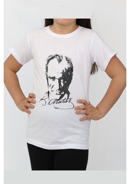 Tangara Design Atatürk Baskılı Çocuk Tişört Beyaz (Hediye Çantalı)