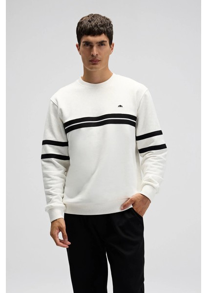 Pamuklu Regular Fit Bisiklet Yaka Şerit Detaylı Sweat Erkek Sweat EM618