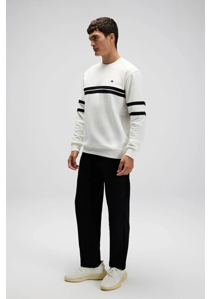 Pamuklu Regular Fit Bisiklet Yaka Şerit Detaylı Sweat Erkek Sweat EM618 fiyatları